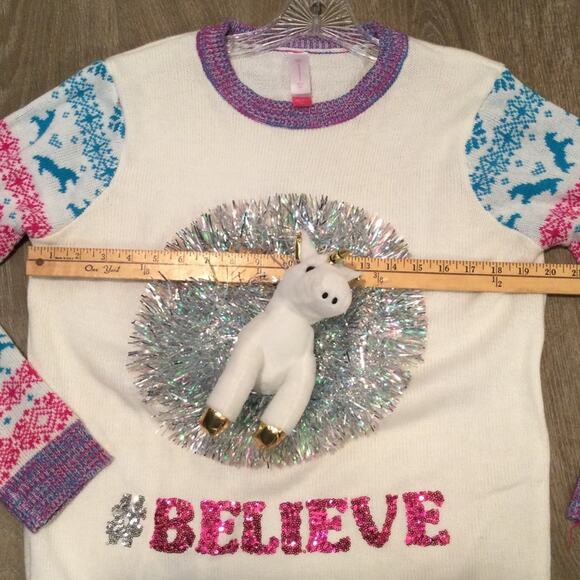 Ugly Christmas Sweater Unicorn themed juniors XXL - Picture 6 of 6